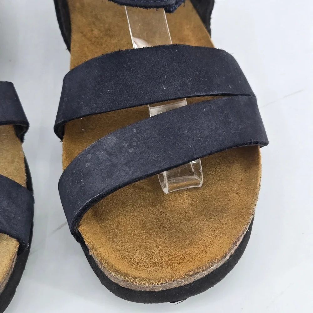 Naot Kayla Black Matte Strappy Cork Wedge Comfort Slingback Sandals Size EU 39